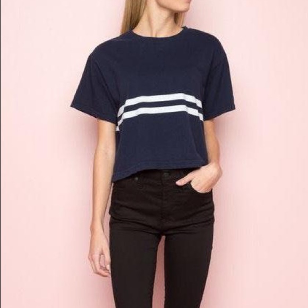 brandy melville navy and white aleena top